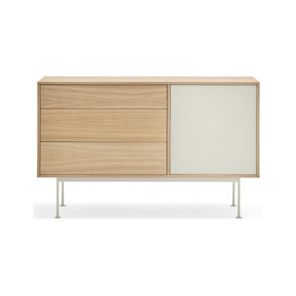 Yoko Sideboard i metal og mdf finér B128 cm - Creme/Eg