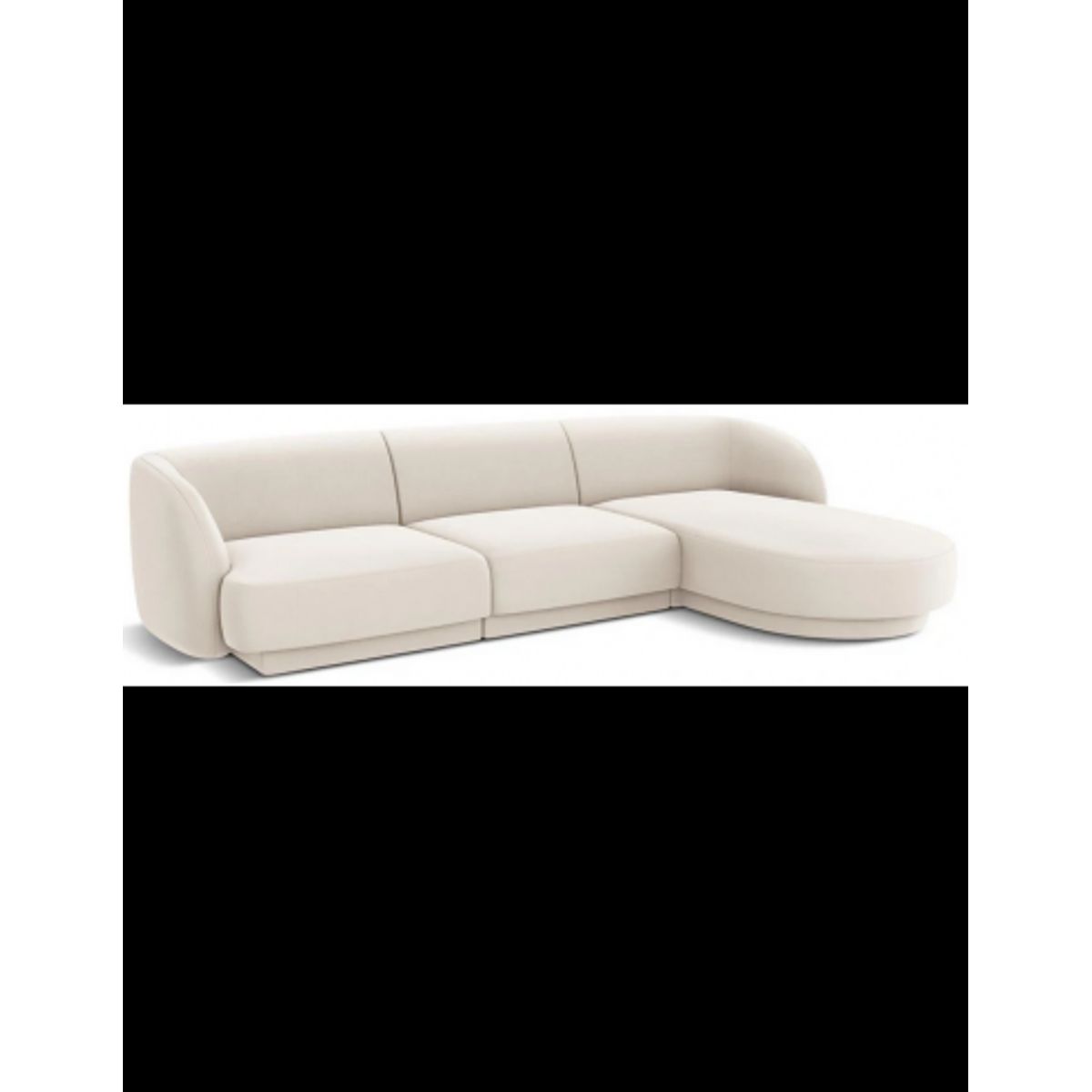 Miley højrevendt chaiselong sofa i velour B259 x D155 cm - Lys beige