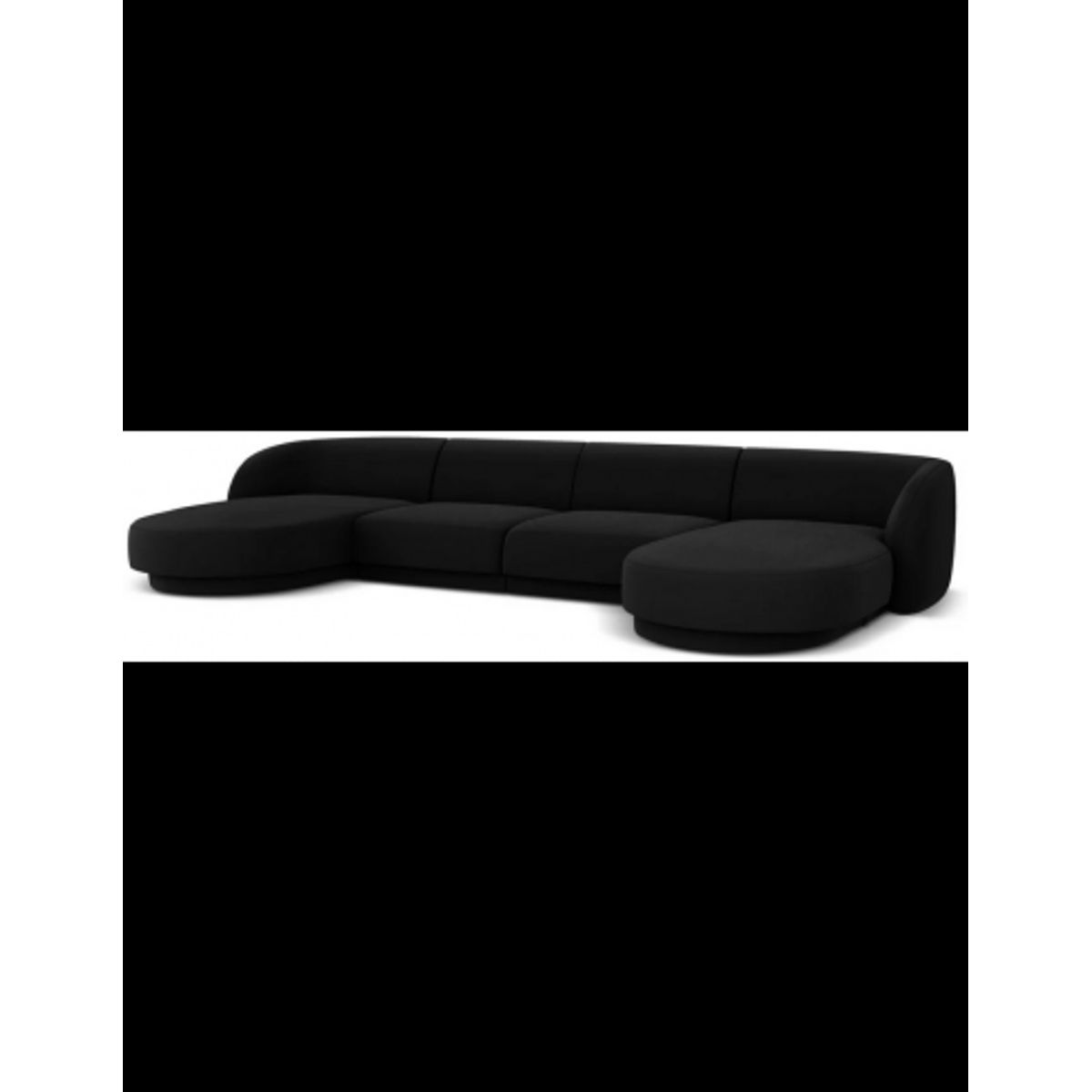 Miley U-sofa i velour B334 x D155 cm - Sort