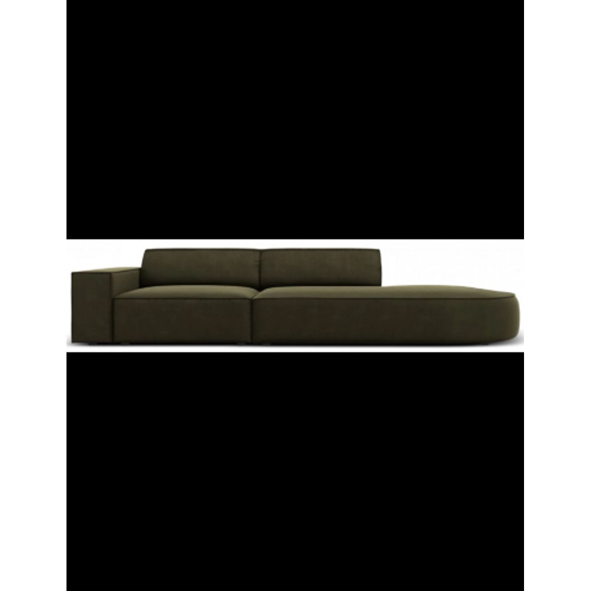 Jodie højrevendt 3-personers sofa i velour B262 x D102 cm - Sort/Grøn