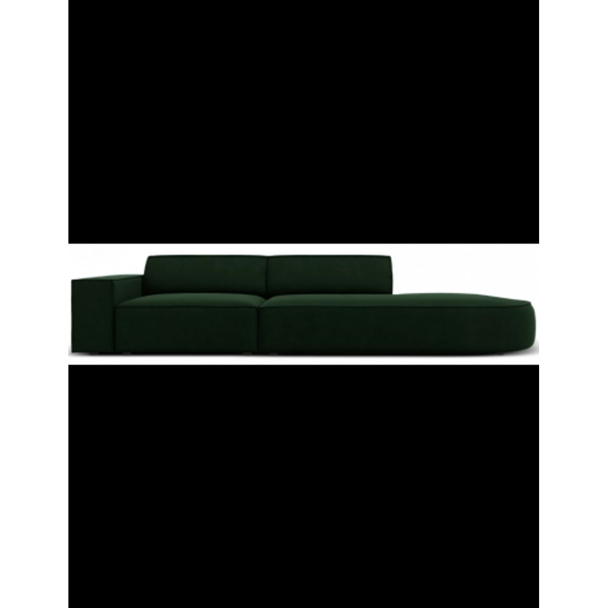 Jodie højrevendt 3-personers sofa i velour B262 x D102 cm - Sort/Flaskegrøn