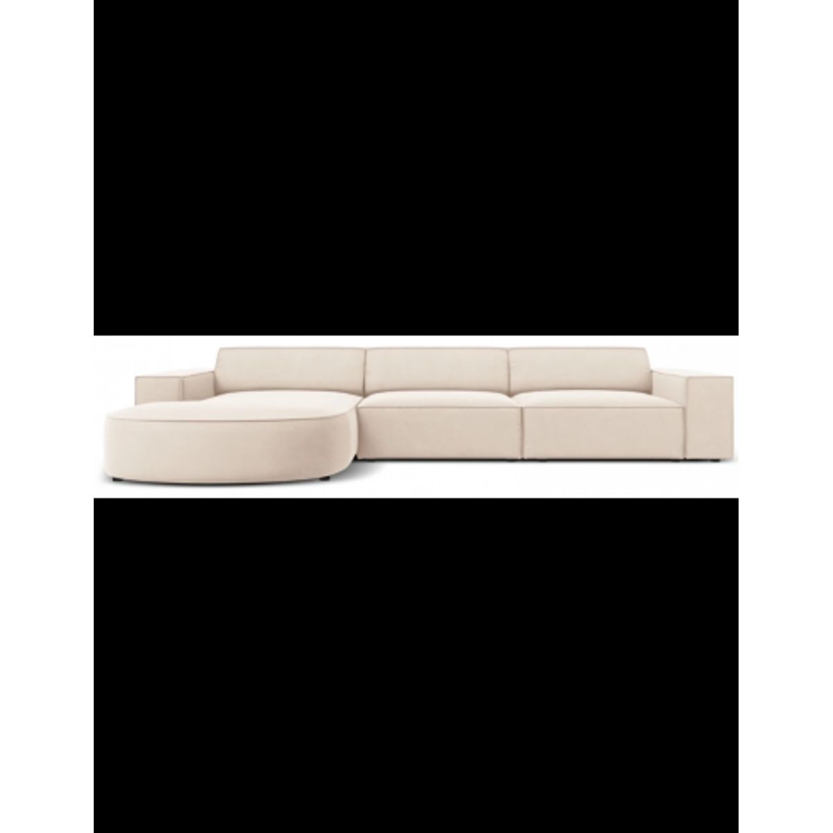 Jodie venstrevendt chaiselong sofa i velour B284 x D166 cm - Sort/Lys beige