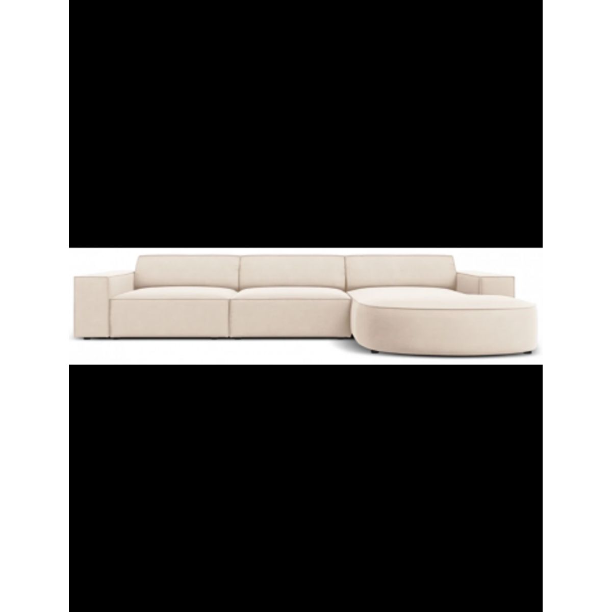 Jodie højrevendt chaiselong sofa i velour B284 x D166 cm - Sort/Lys beige