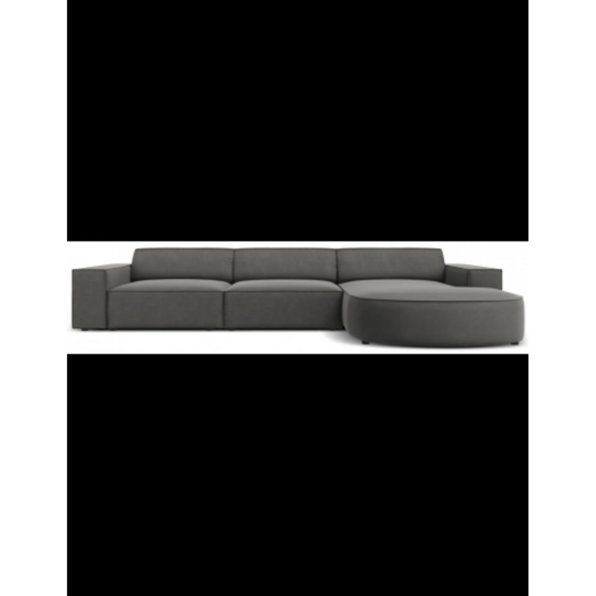 Jodie højrevendt chaiselong sofa i velour B284 x D166 cm - Sort/Lysegrå