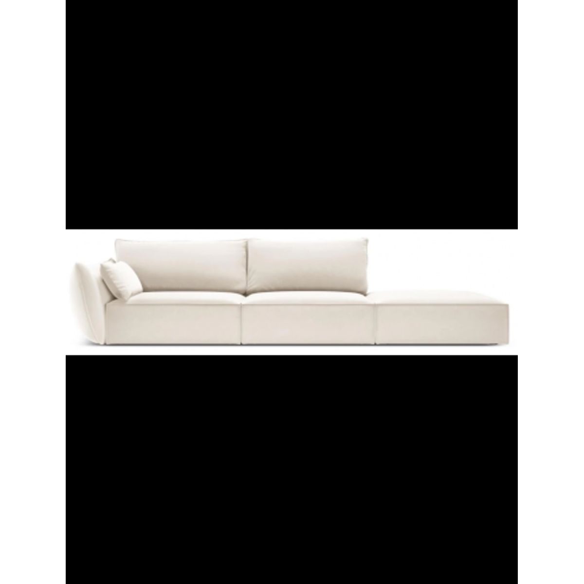 Kaelle højrevendt 4-personers sofa i velour B286 cm - Lys beige