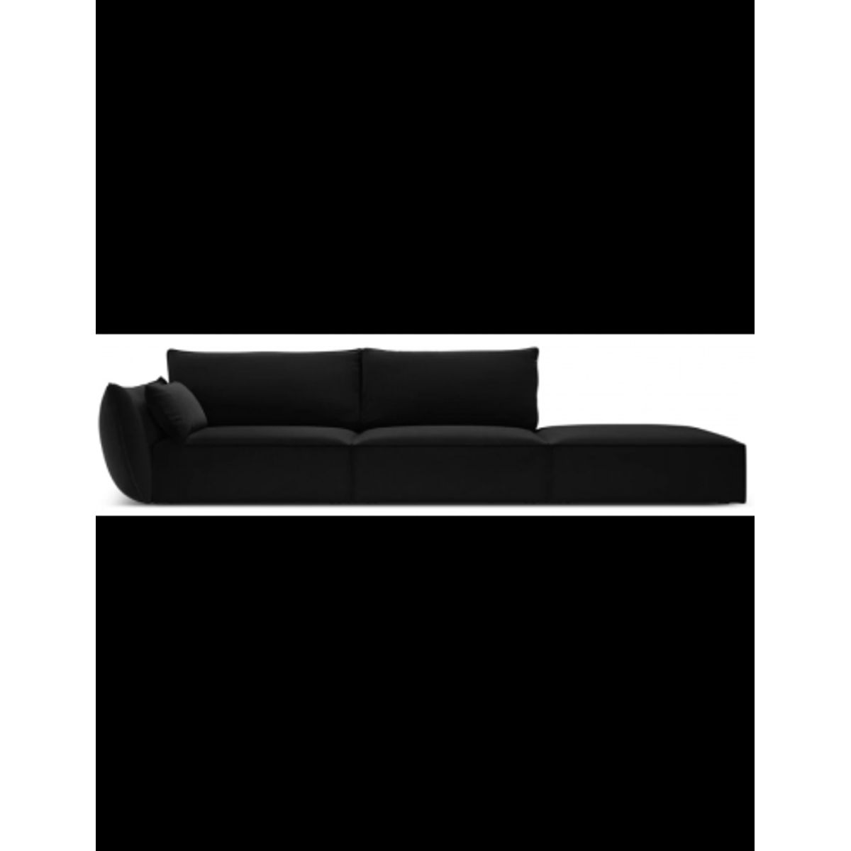 Kaelle højrevendt 4-personers sofa i velour B286 cm - Sort