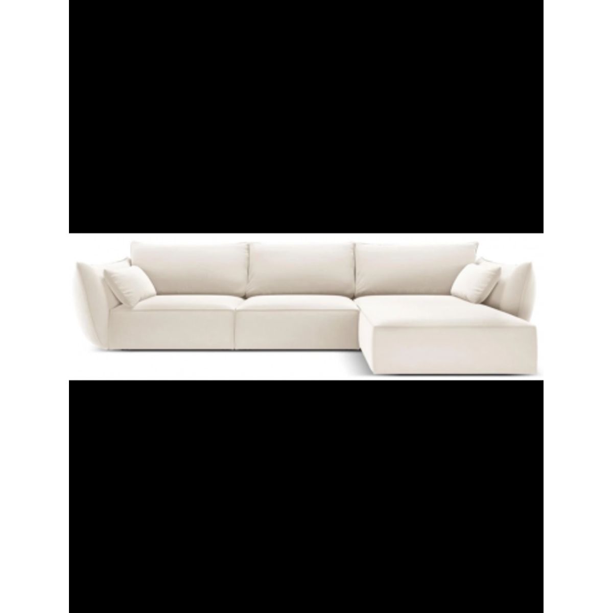 Kaelle højrevendt chaiselongsofa i velour B308 x D171 cm - Lys beige