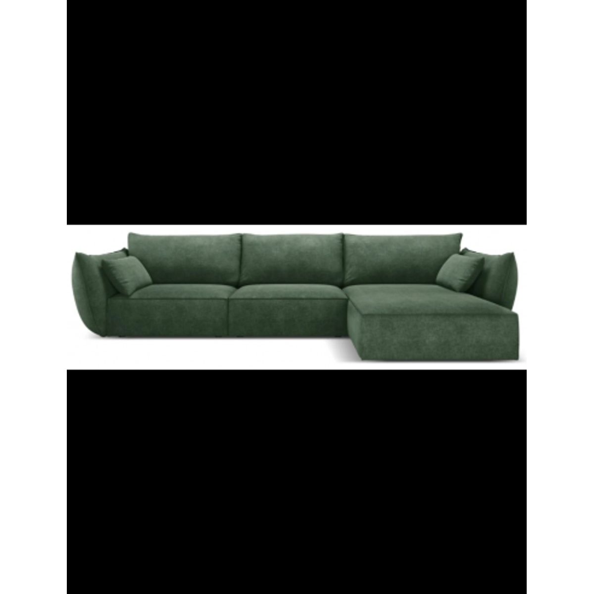 Kaelle højrevendt chaiselongsofa i chenille B308 x D171 cm - Flaskegrøn