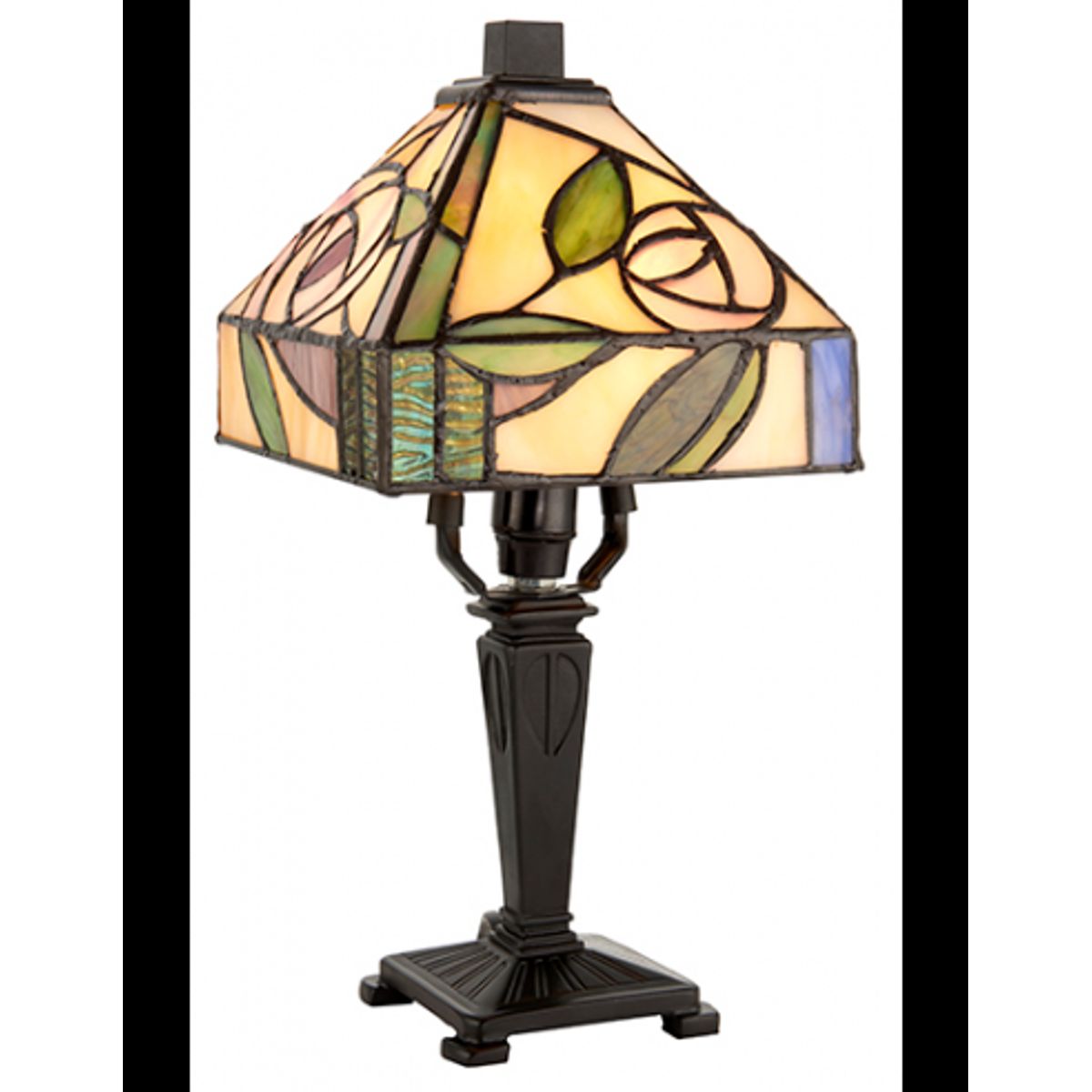 Tiffany Willow Bordlampe i polyresin og glas H31 cm 1 x E14 - Antik bronze/Multi