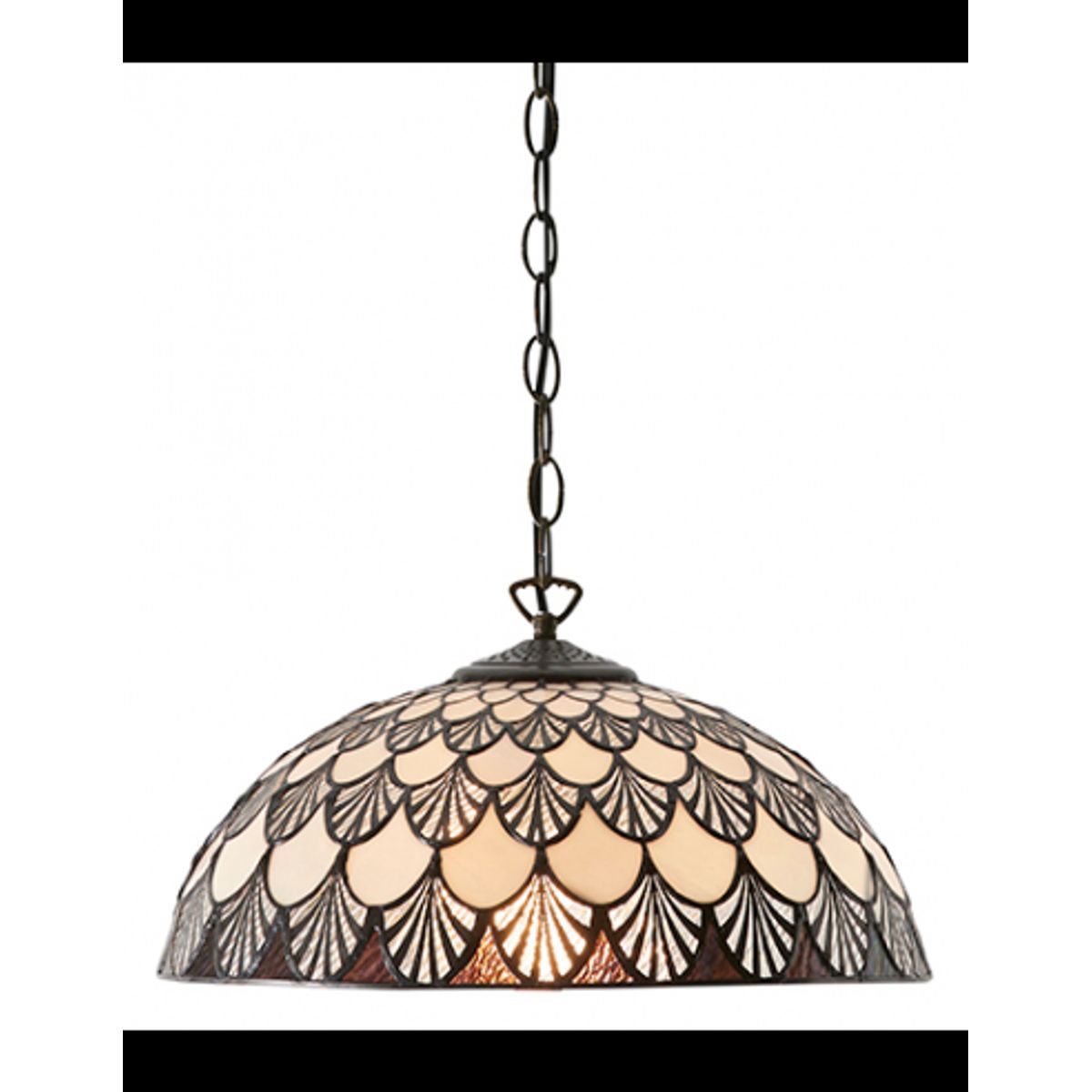 Tiffany Missori Loftlampe i stål og glas Ø40 cm 1 x E27 - Antik bronze/Multi