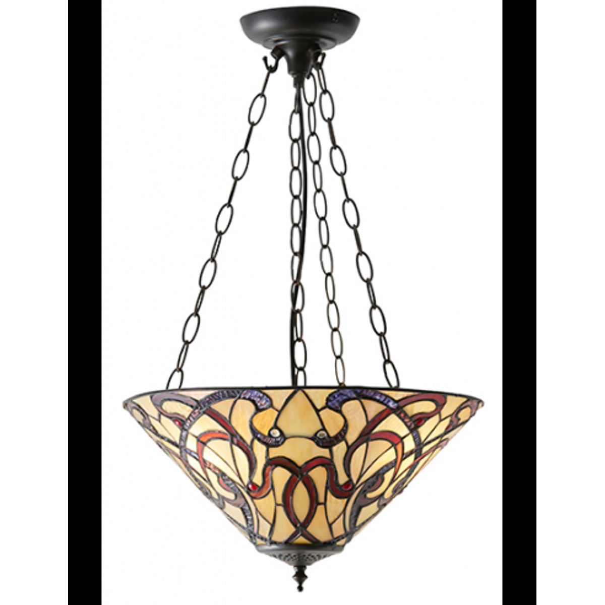 Tiffany Ruban Loftlampe i stål og glas Ø40 cm 3 x E27 - Antik bronze/Multi