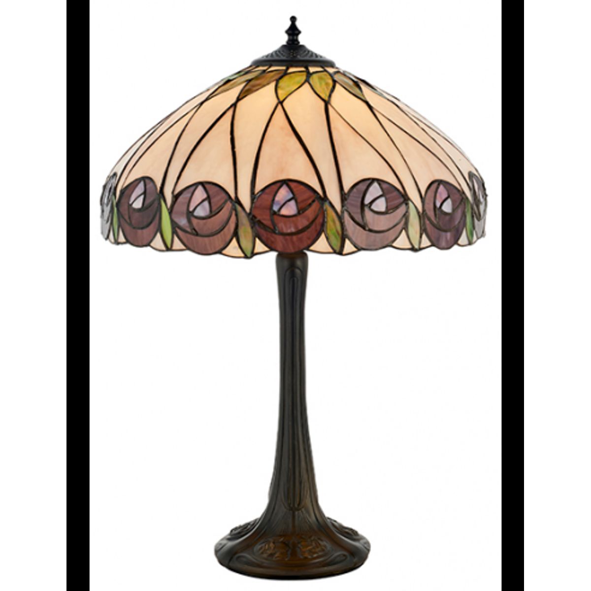 Tiffany Hutchinson Bordlampe i polyresin og glas H58 cm 1 x E27 - Antik bronze/Multi