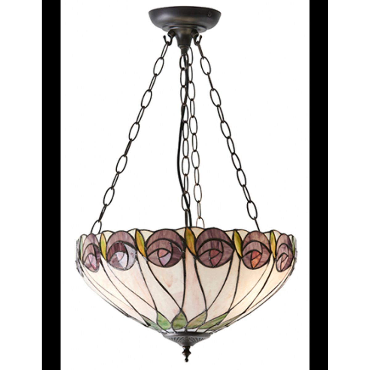 Tiffany Hutchinson Loftlampe i stål og glas Ø40 cm 3 x E27 - Antik bronze/Multi