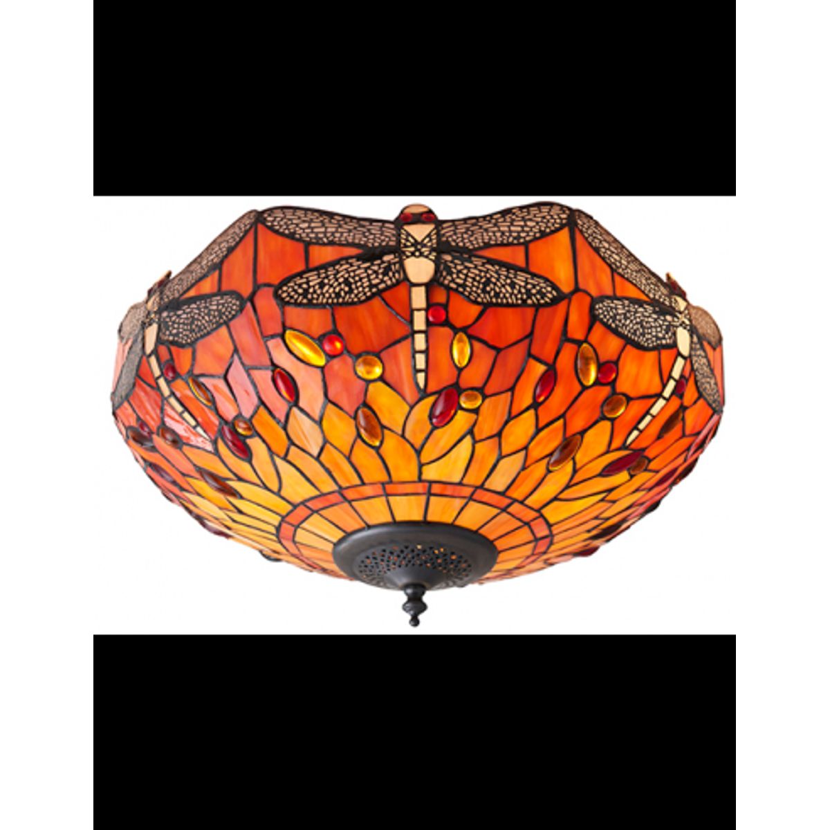 Tiffany Dragonfly Plafond i stål og glas Ø41 cm 2 x E27 - Antik bronze/Multi