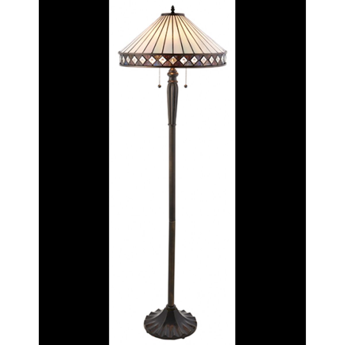 Tiffany Fargo Gulvlampe i polyresin og glas H157,5 cm 2 x E27 - Antik bronze/Multi