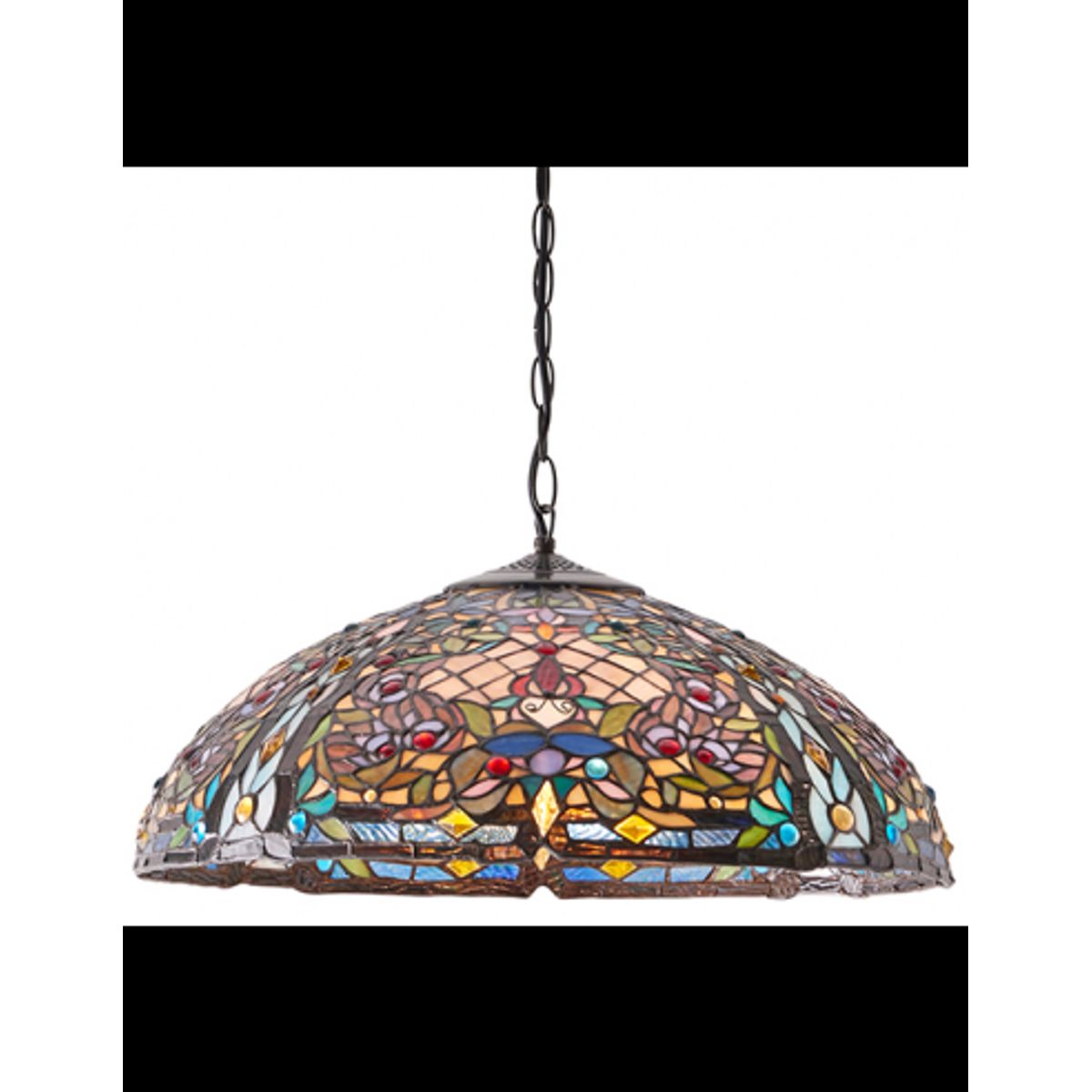 Tiffany Anderson Loftlampe i stål og glas Ø50 cm 3 x E27 - Antik bronze/Multi