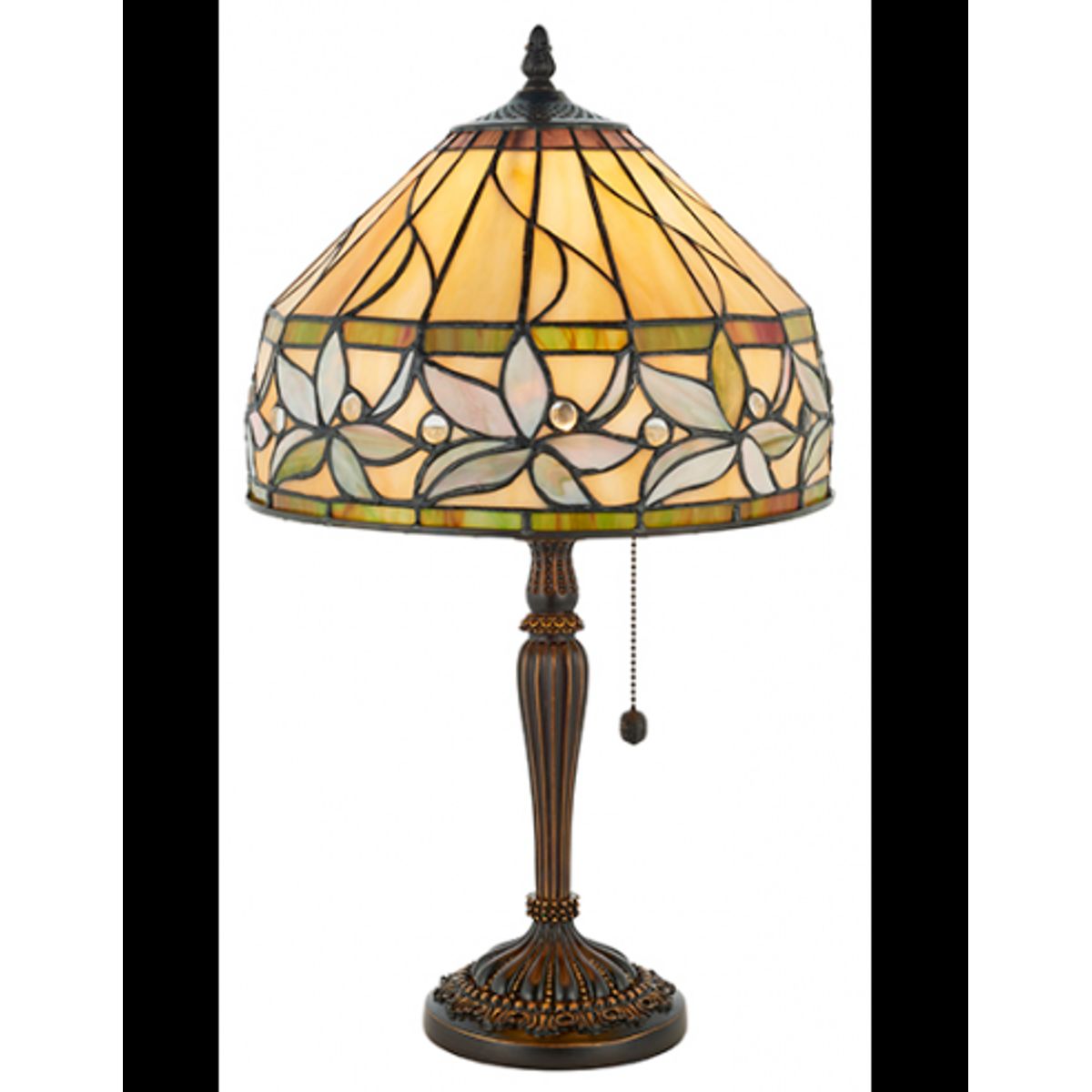 Tiffany Ashtead Bordlampe i polyresin og glas H54 cm 1 x E27 - Antik bronze/Multi