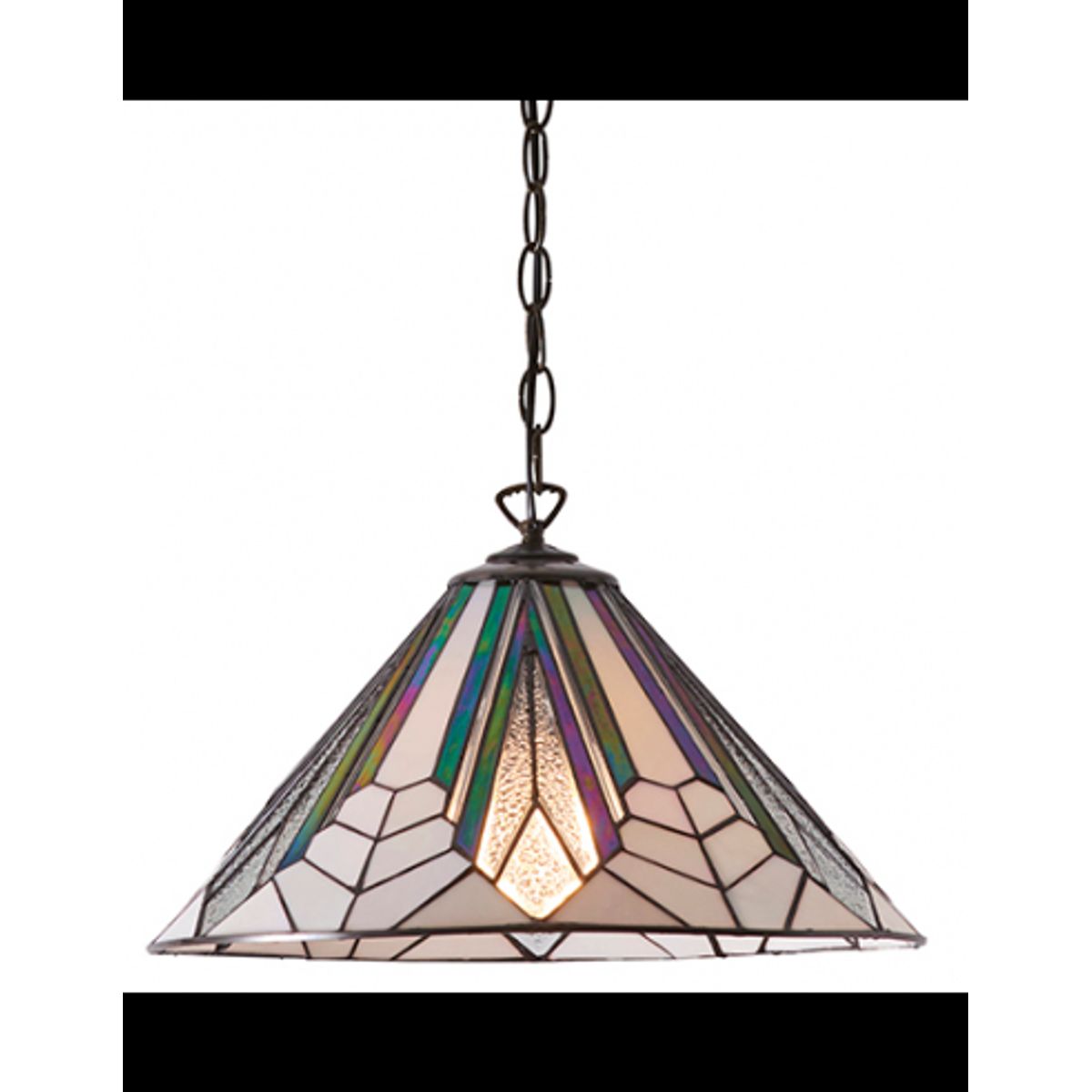 Tiffany Astoria Loftlampe i stål og glas Ø40 cm 1 x E27 - Antik bronze/Multi