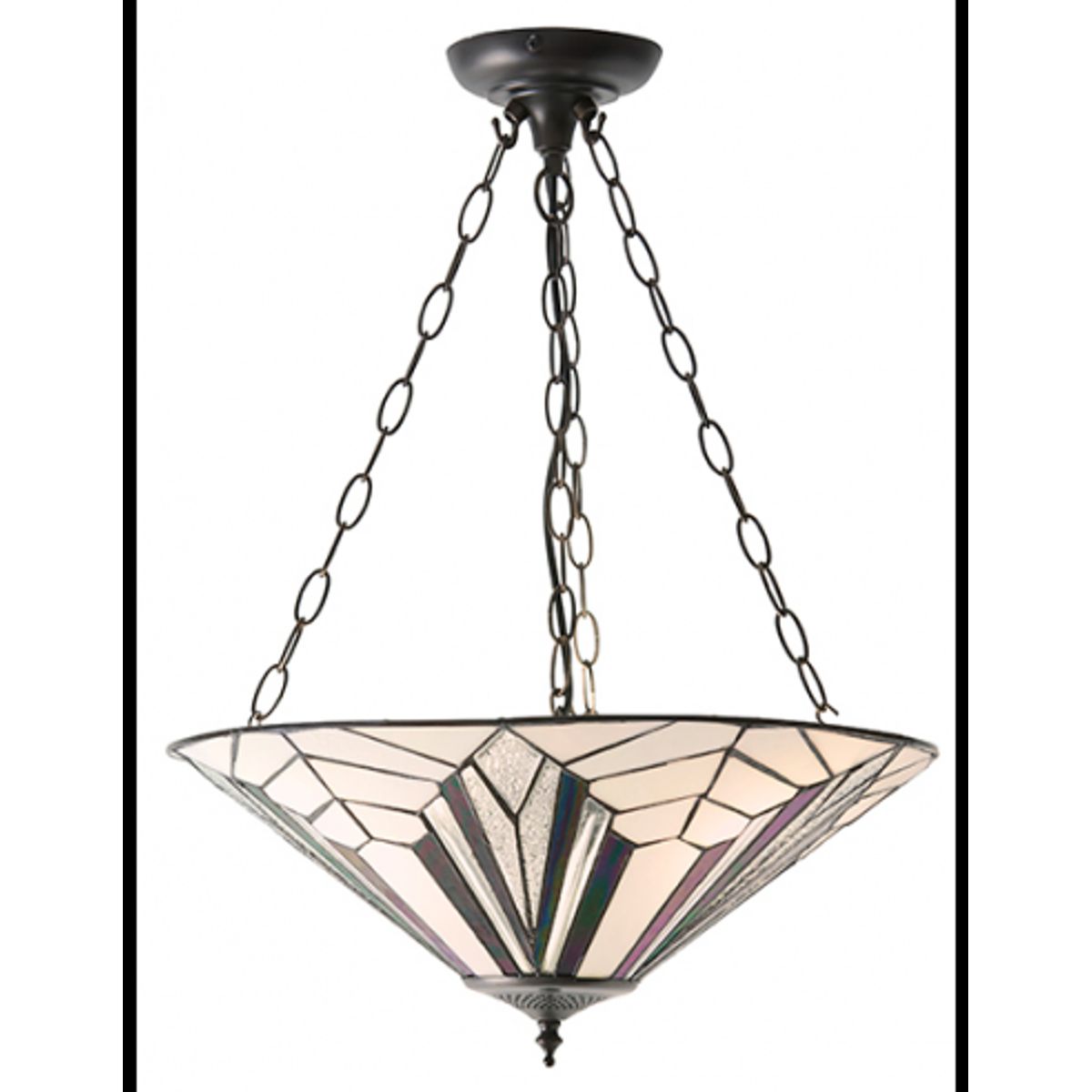 Tiffany Astoria Loftlampe i stål og glas Ø48 cm 3 x E27 - Antik bronze/Multi