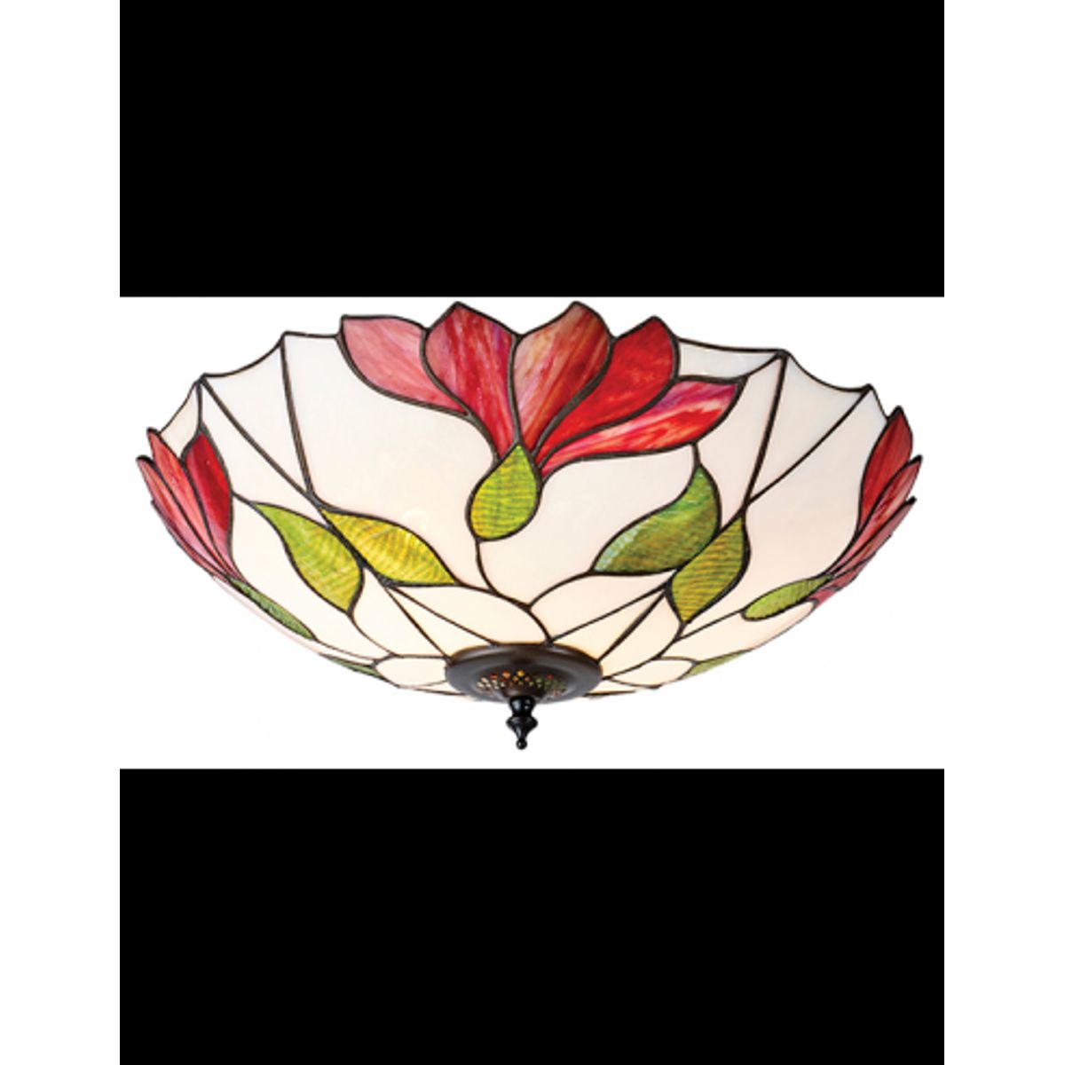 Tiffany Botanica Plafond i stål og glas Ø45 cm 2 x E27 - Antik bronze/Multi