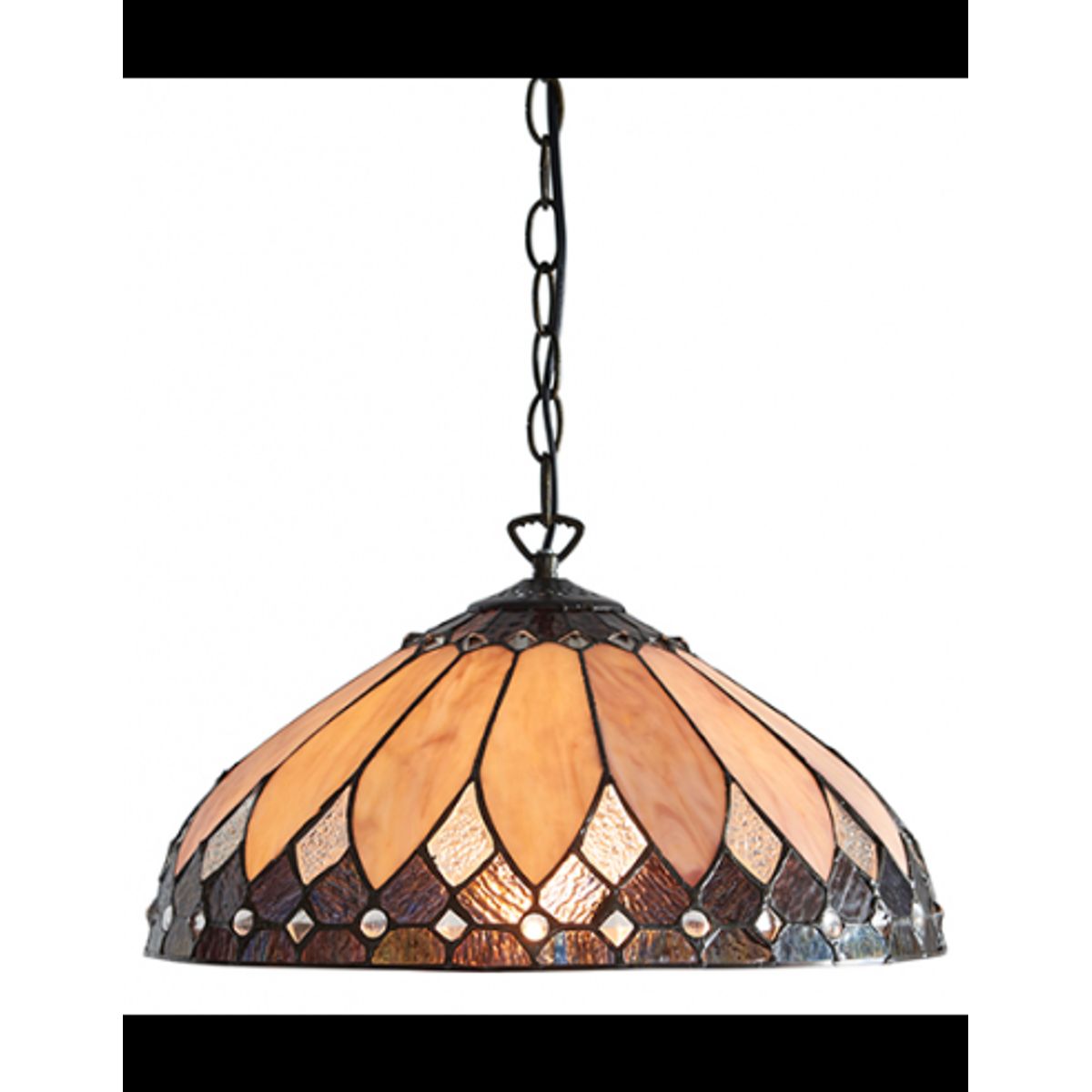 Tiffany Brooklyn Loftlampe i stål og glas Ø40 cm 1 x E27 - Antik bronze/Multi