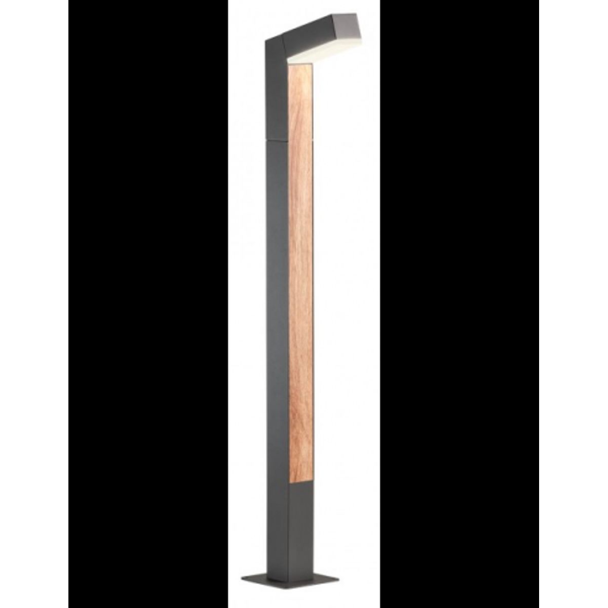 WOODY Bedlampe i aluminium og polycarbonat H92 cm 1 x 10W SMD LED - Mat mørkegrå/Brun træ