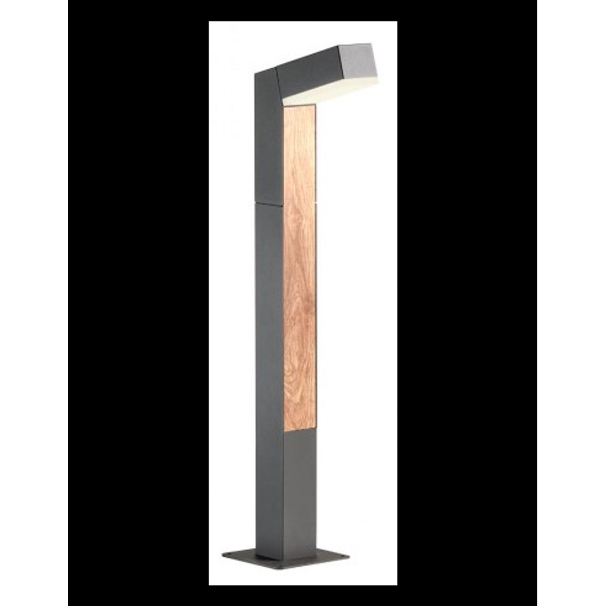 WOODY Bedlampe i aluminium og polycarbonat H65 cm 1 x 10W SMD LED - Mat mørkegrå/Brun træ