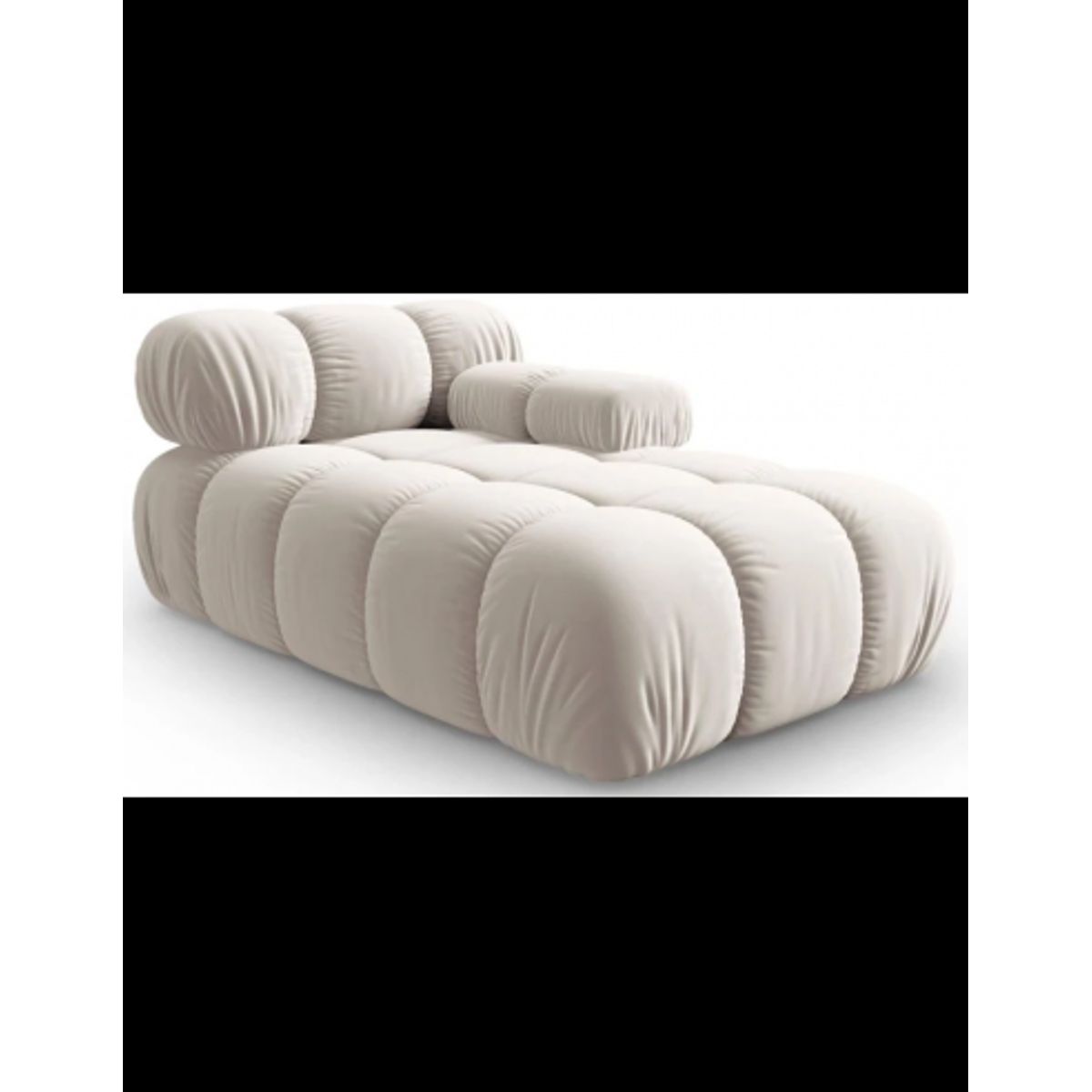 Bellis højrevendt daybed i velour B155 cm - Lys beige