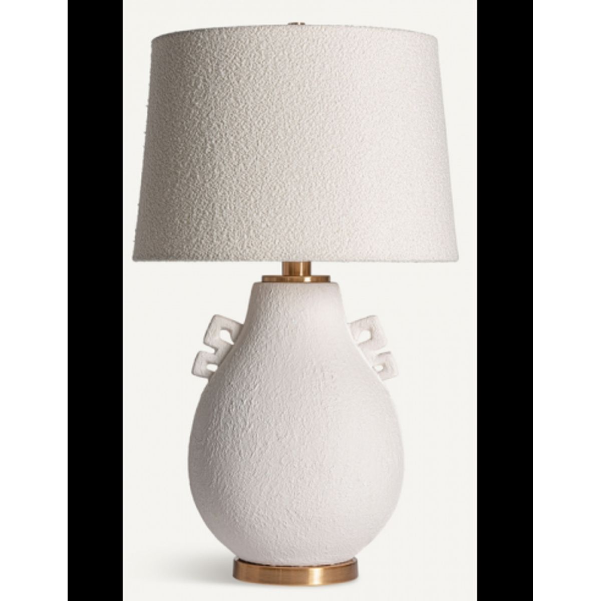 Bordlampe i keramik og polyester H81 cm - Antik messing/Cremehvid