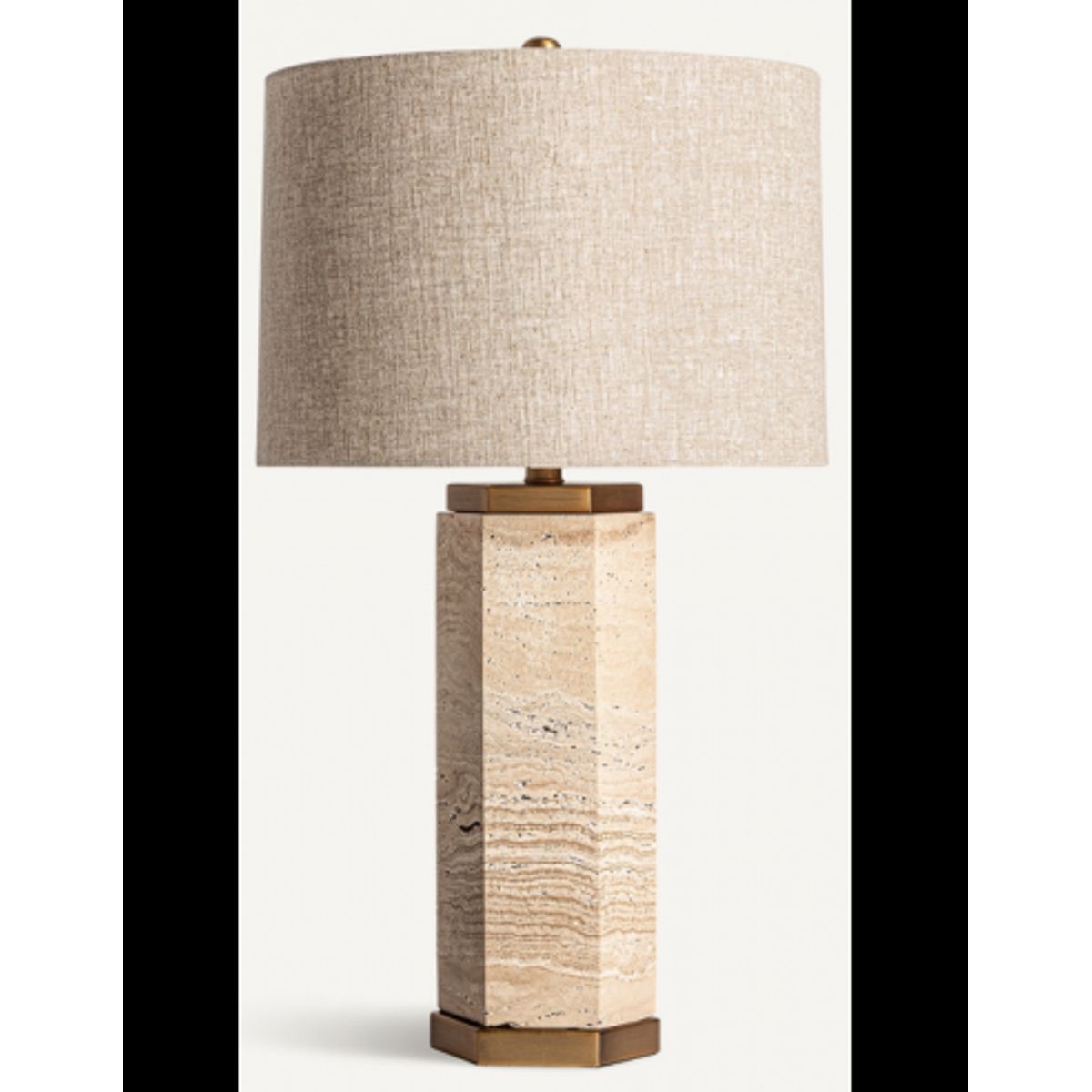 Bordlampe i marmor og linned H71 cm - Beige/Natur