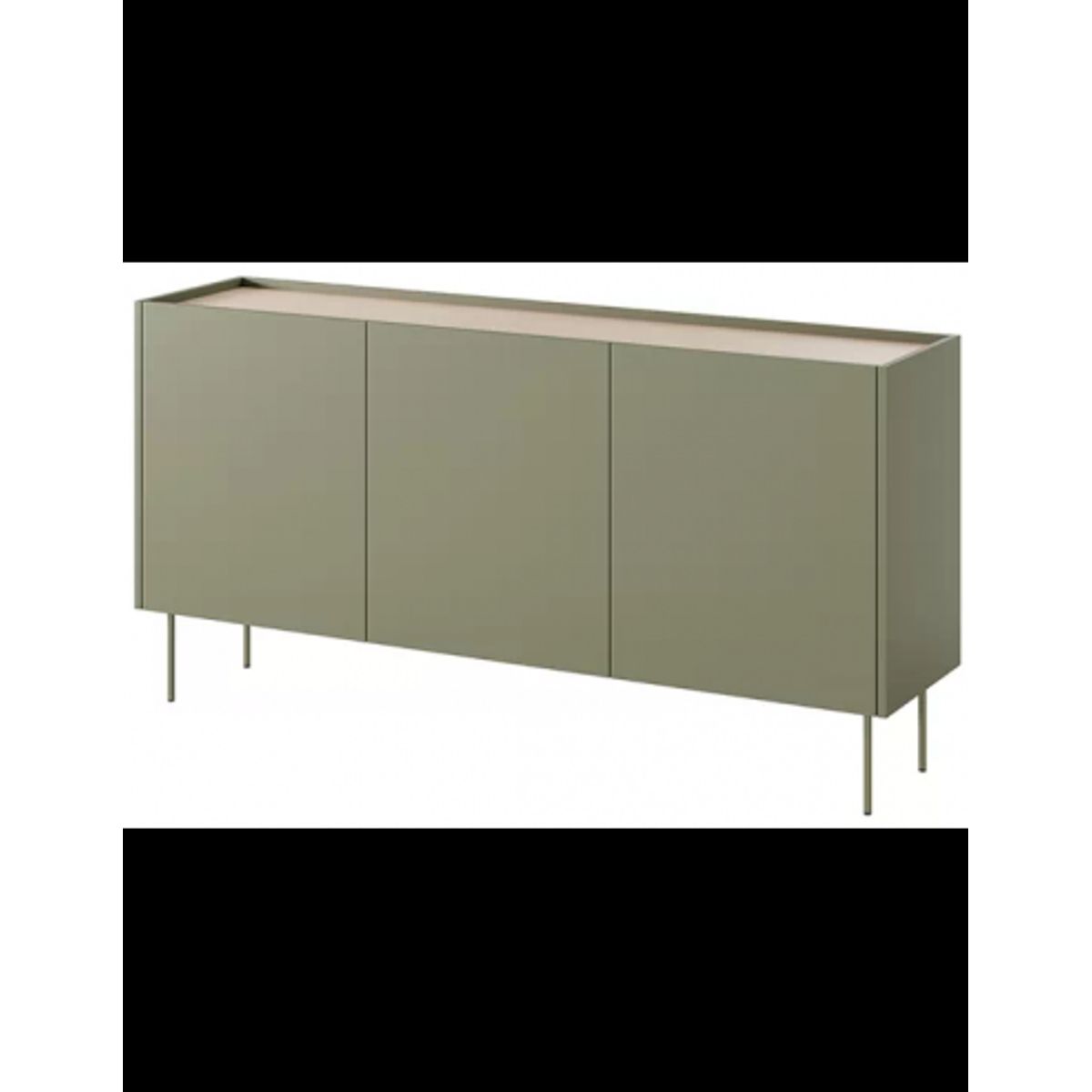 DESIN Sideboard med 6 hylderum i MDF og metal B170 cm - Olivengrøn/Eg