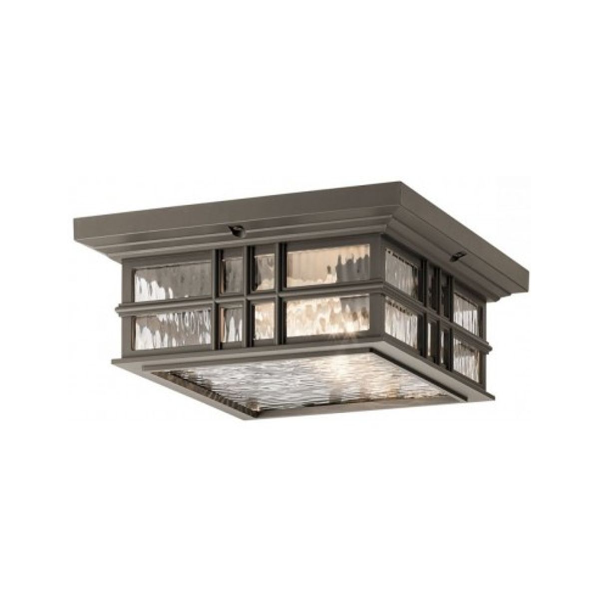 Beacon Square Udendørs loftlampe i komposit og glas 30,5 x 30,5 cm 2 x E27 - Aldret bronze/Klar bølget