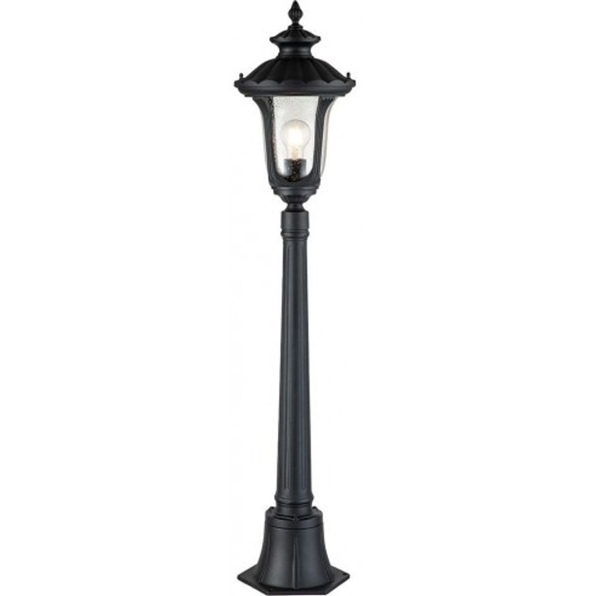 Chicago Udendørs bedlampe i aluminium og glas H115 cm 1 x E27 - Mat sort/Klar med dråbeeffekt