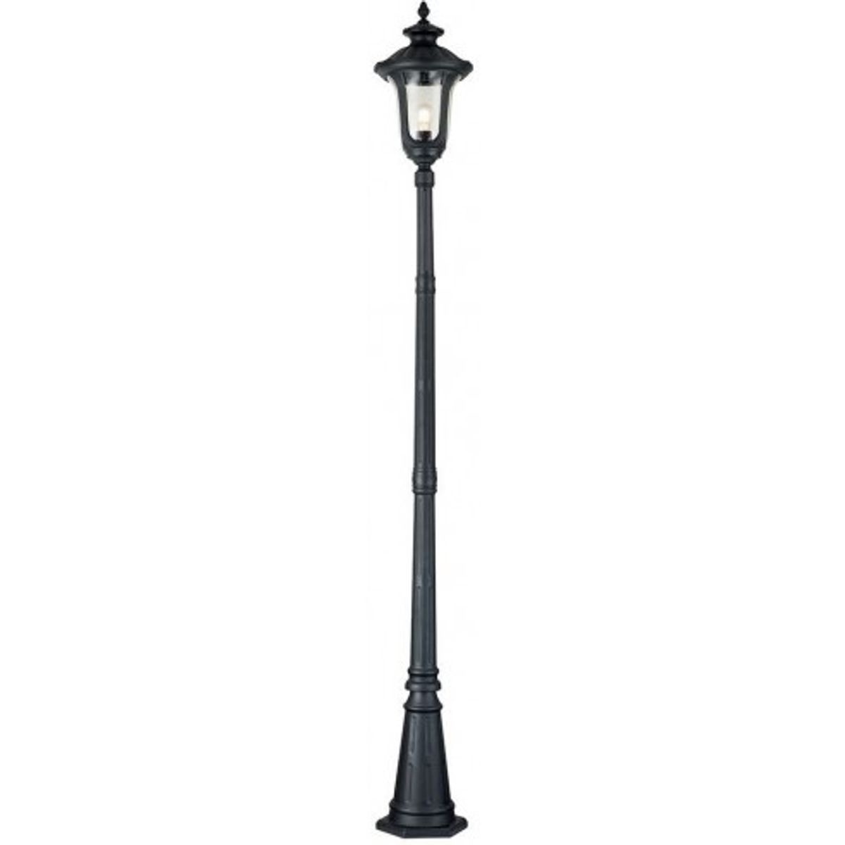 Chicago Udendørs bedlampe i aluminium og glas H246,5 cm 1 x E27 - Mat sort/Klar med dråbeeffekt