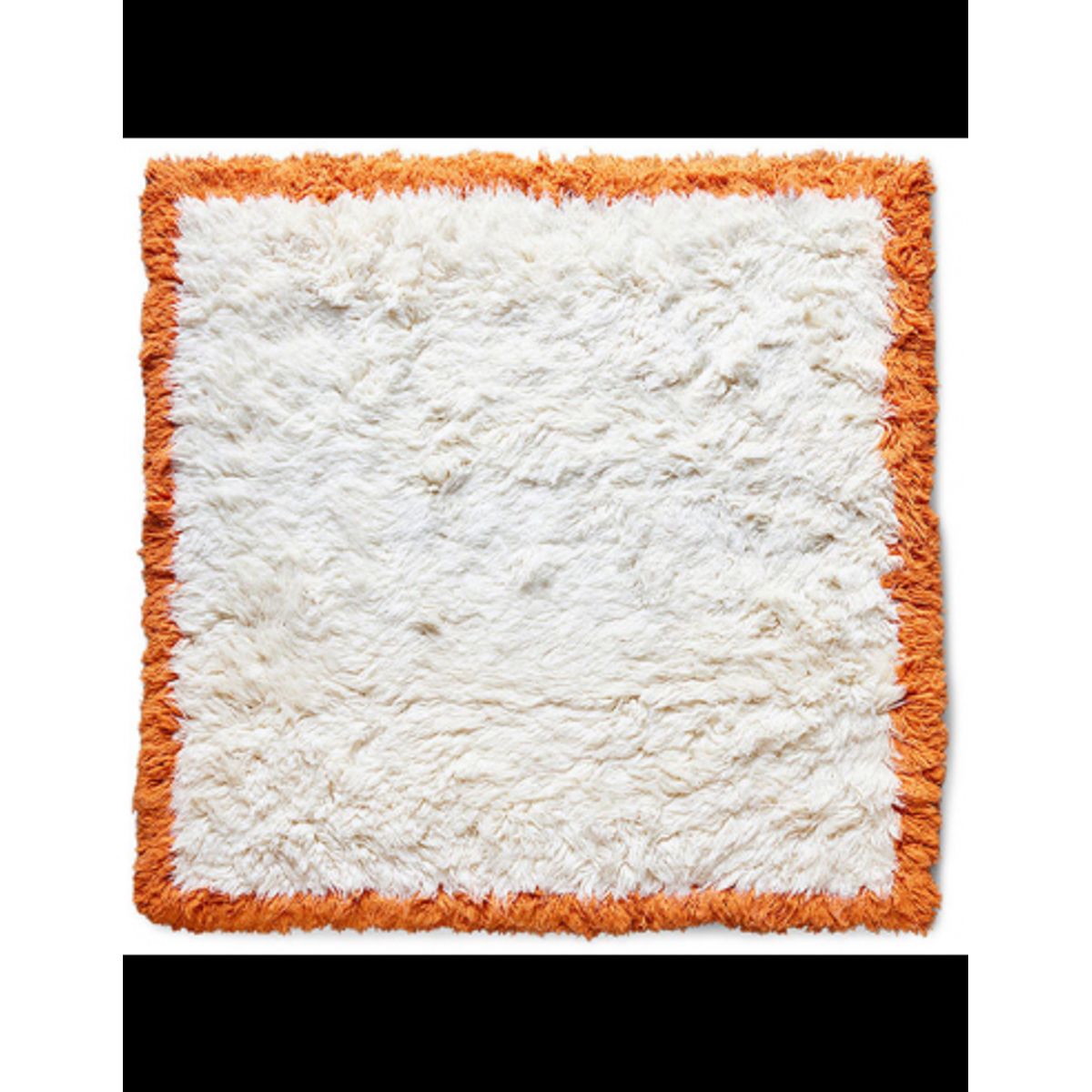 Fluffy tæppe i uld 250 x 250 cm - Creme/Orange