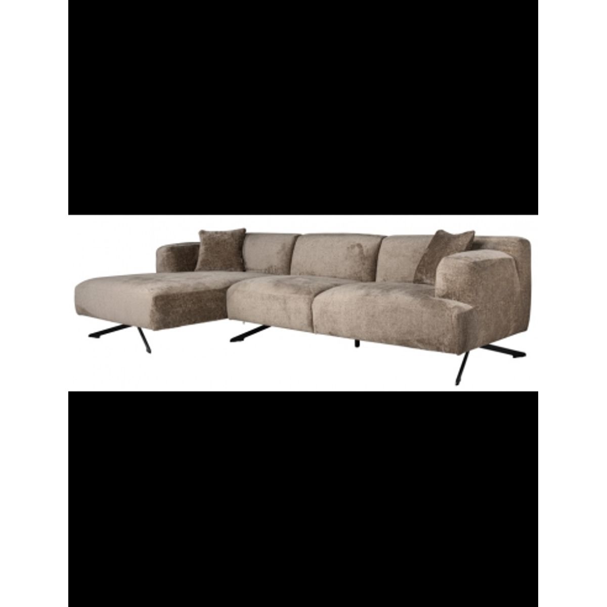 Donovan venstrevendt chaiselong sofa i chenille 300 x 148 cm - Sort/Taupe