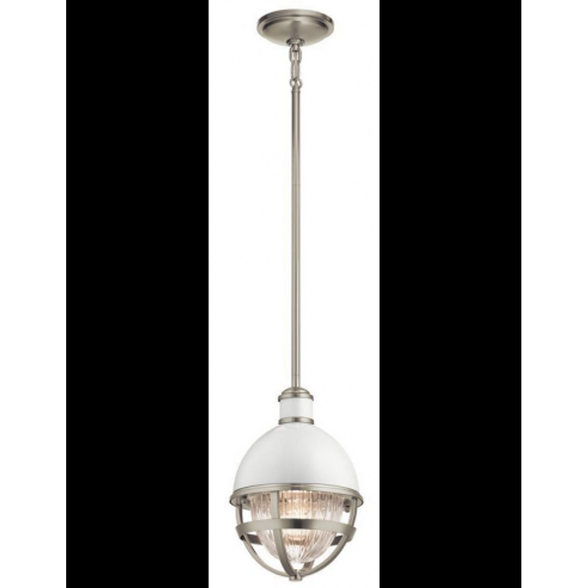 Tollis Mini Loftlampe i stål og glas Ø20,4 cm 1 x E27 - Børstet nikkel/Hvid