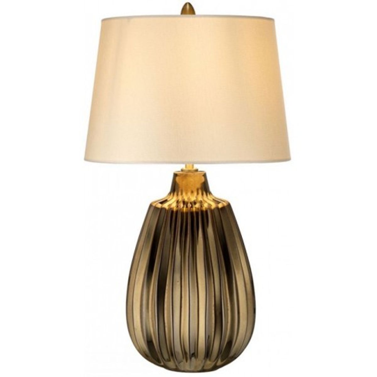 Newham Bordlampe i keramik og satin H55 cm 1 x E27 - Bronze/Perlehvid