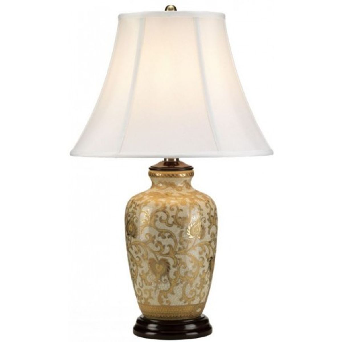 Goth Thistle Bordlampe i porcelæn og polyester H58 cm 1 x E27 - Krakeleret guld & creme/Hvid