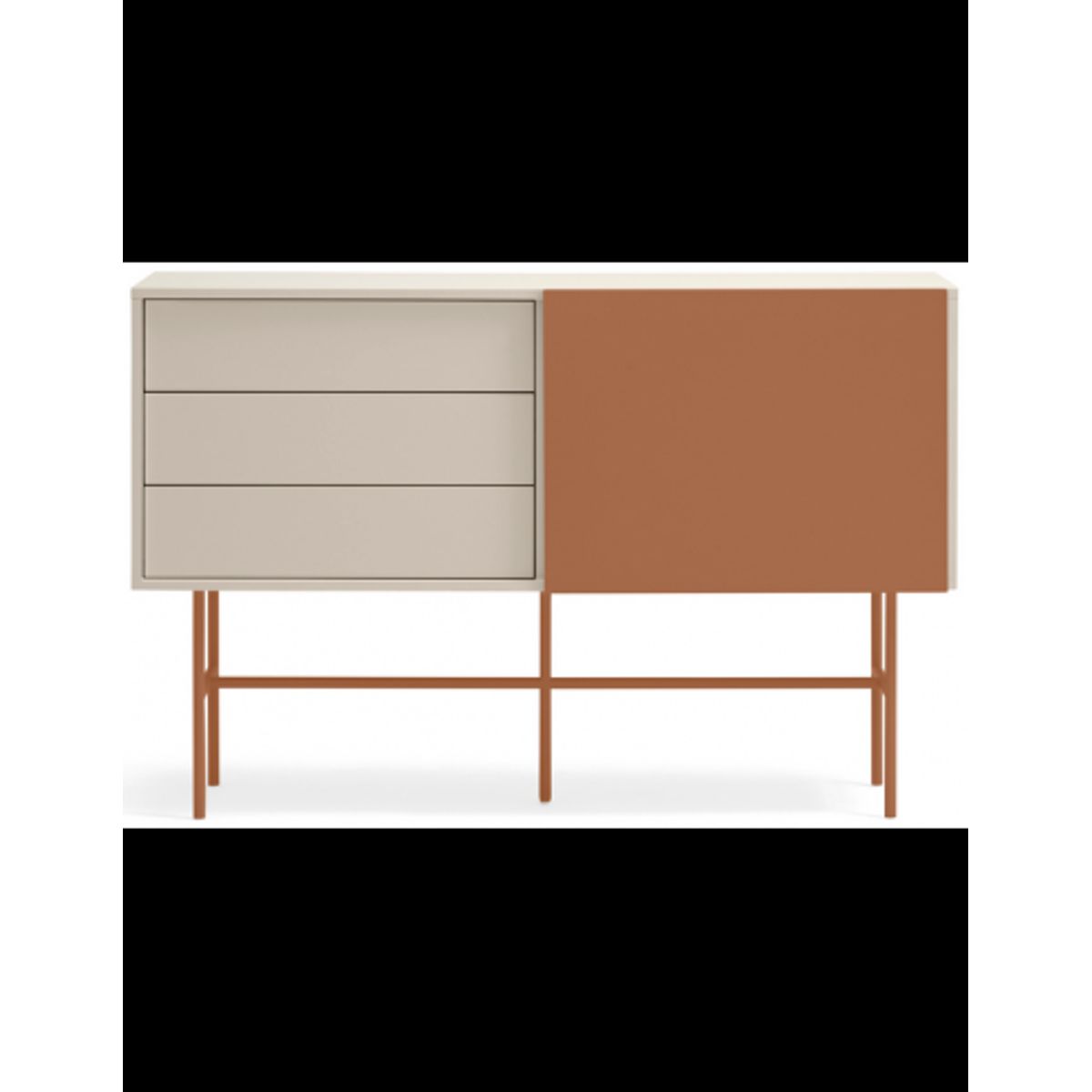 Nube sideboard i metal og melamin B140 cm - Sand/Mat orange