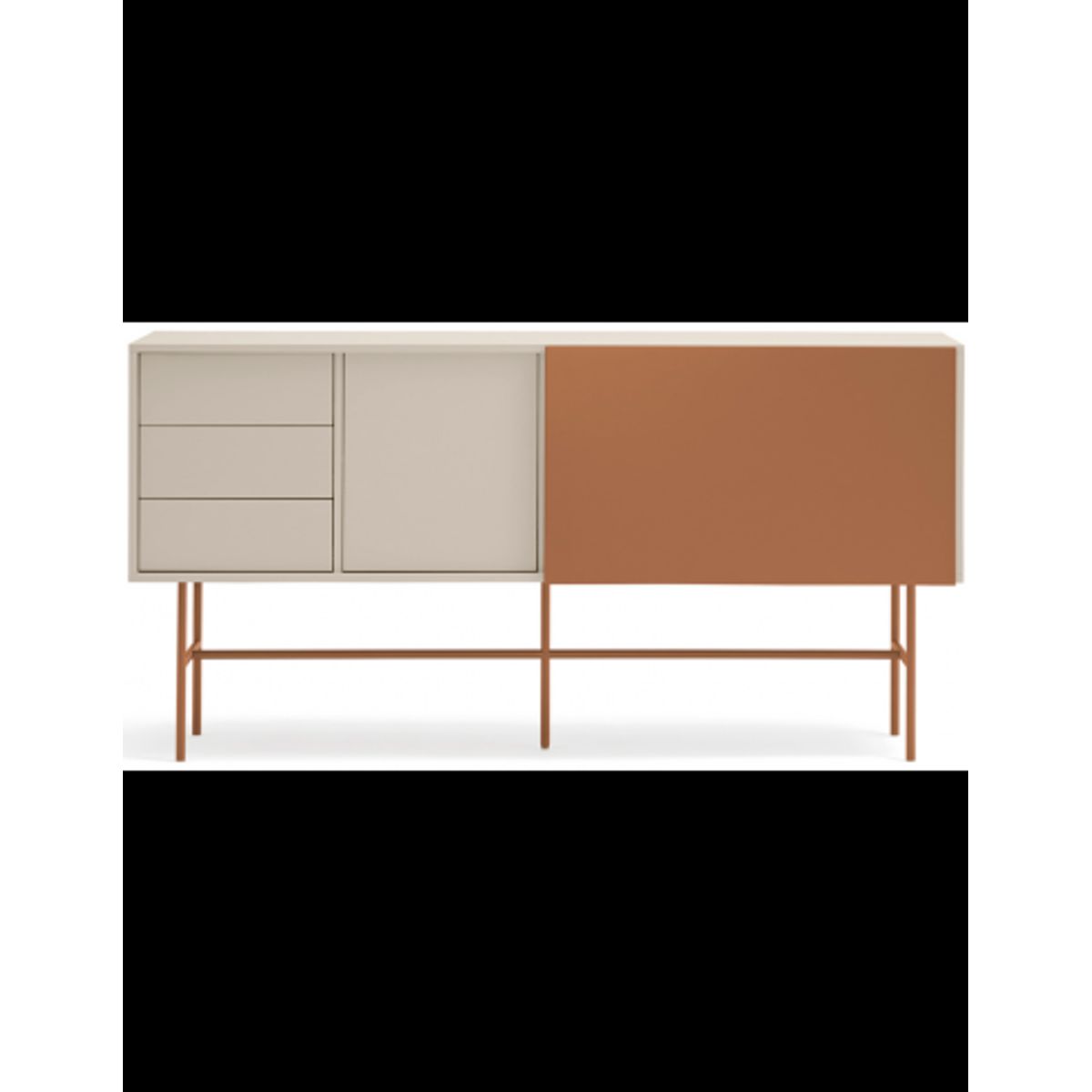 Nube sideboard i metal og melamin B180 cm - Sand/Mat orange