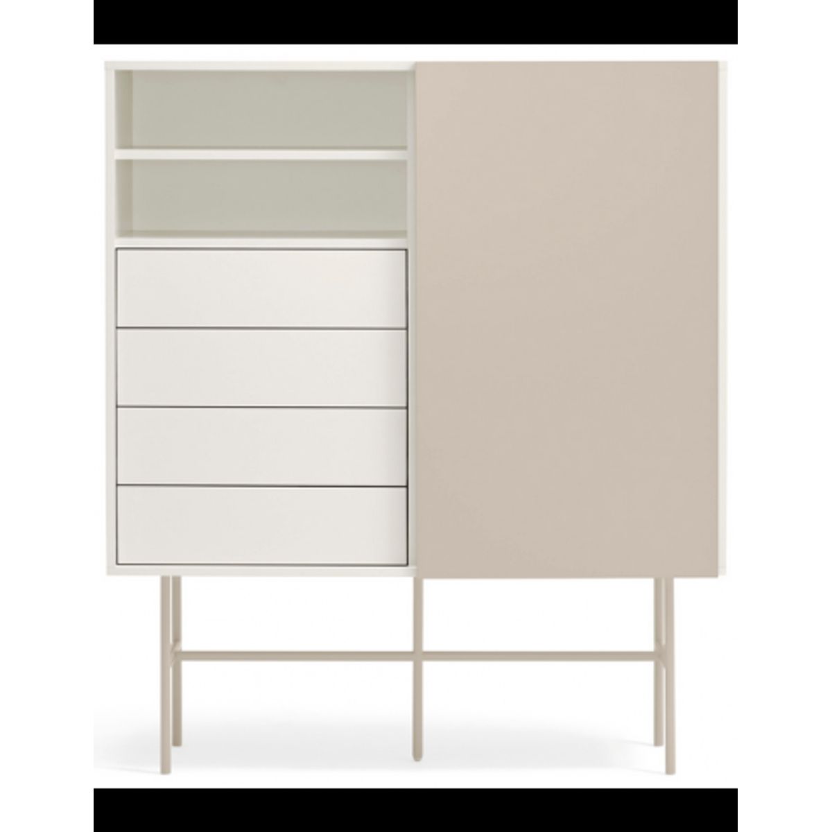 Nube highboard i metal og melamin H140 cm - Sand/Creme