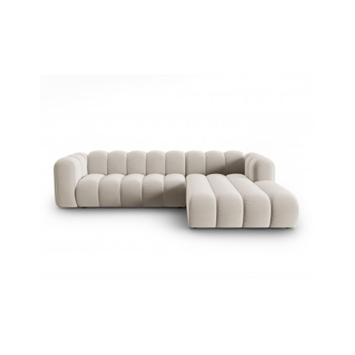 Lupine højrevendt chaiselong sofa i velour B288 x D175 cm - Sort/Beige