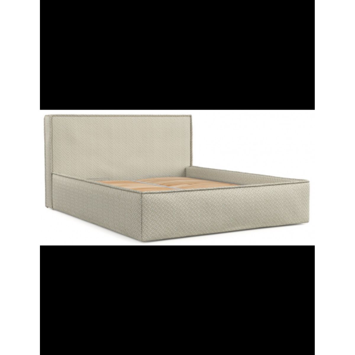 Lounge sengeramme i polyester med opbevaring og sengegavl 120 x 200 cm - Beige mønstret