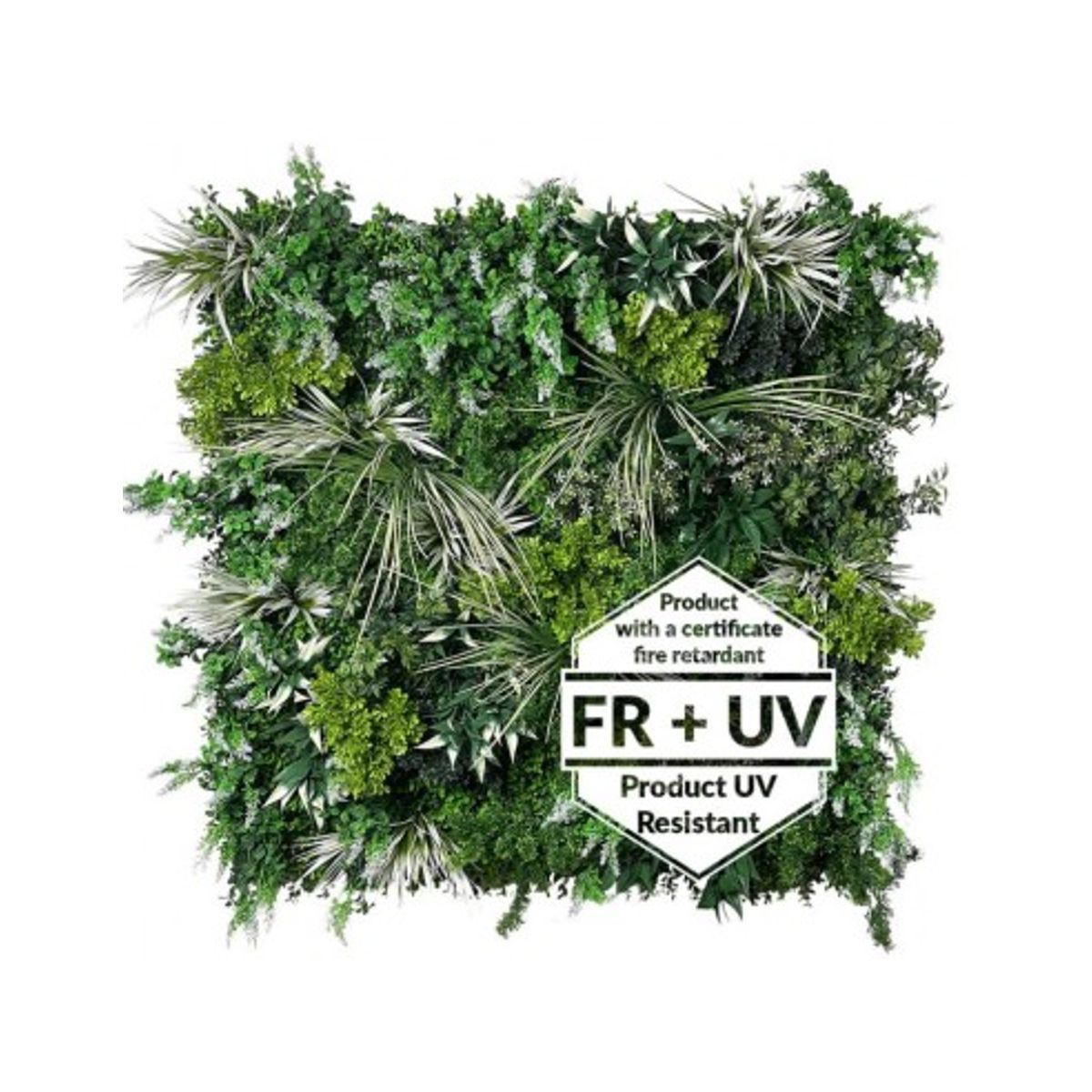 Nevada Plantevæg med kunstige planter brandhæmmet og UV resistent 100 x 50 cm