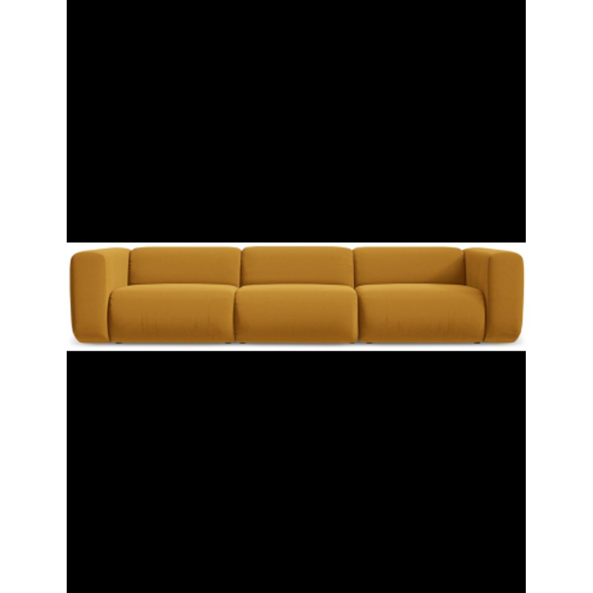 Ekahi 4-personers modulsofa i velour B319 cm - Sennepsgul