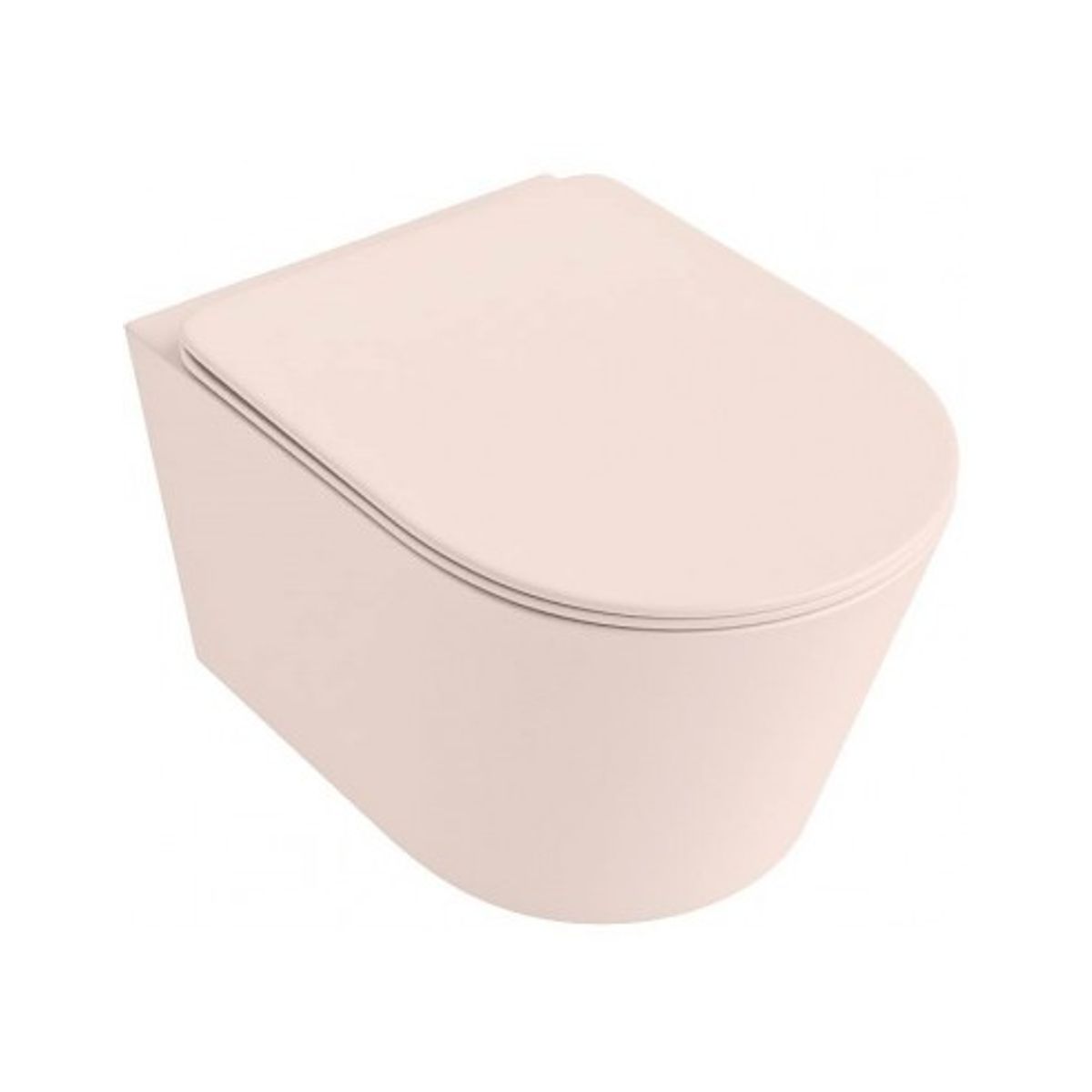 LAVIE Væghængt toilet med bræt i keramik og duroplast D53 cm - Rosa