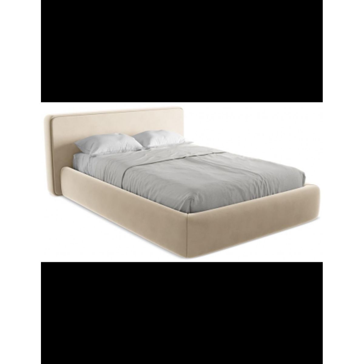 Kiana sengeramme med opbevaring og sengegavl i velour 140 x 200 cm - Lys beige