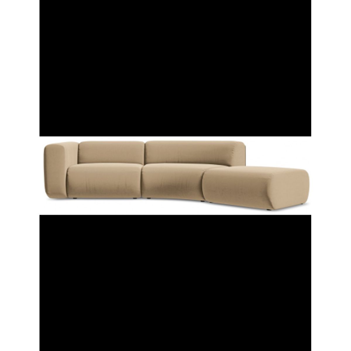 Ekahi buet højrevendt chaiselong modulsofa i velour 335 x 166 cm - Beige