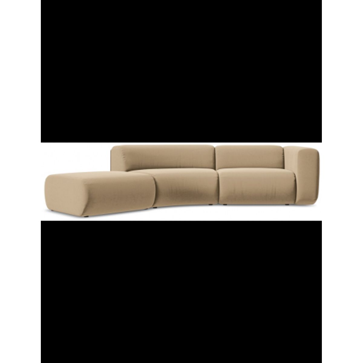 Ekahi buet venstrevendt chaiselong modulsofa i velour 335 x 166 cm - Beige